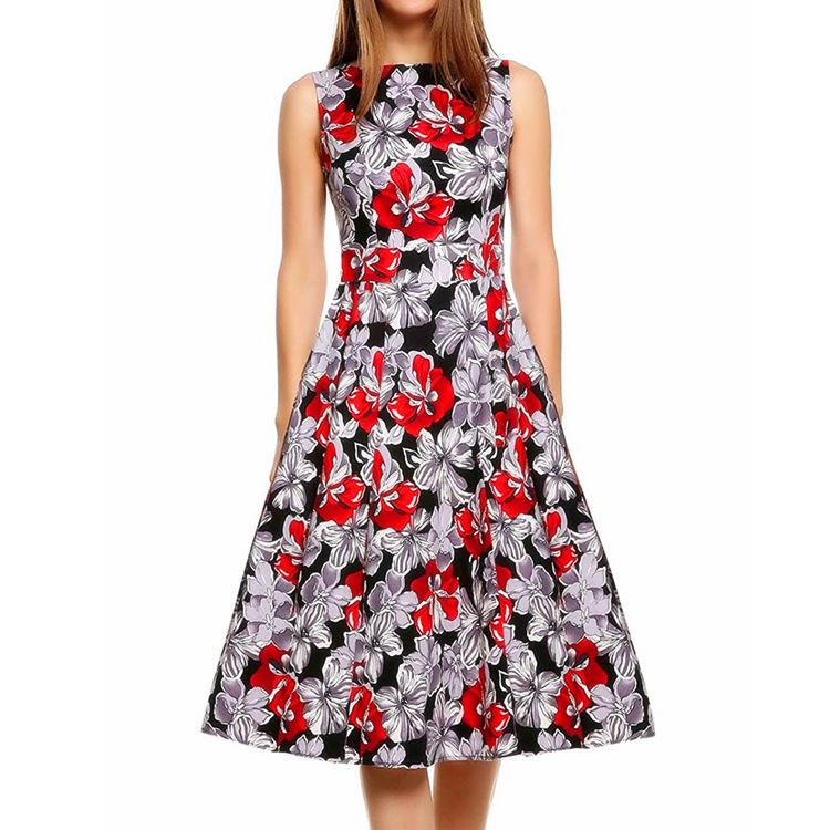 Vestido Estampado Estilo Vintage para Mujer