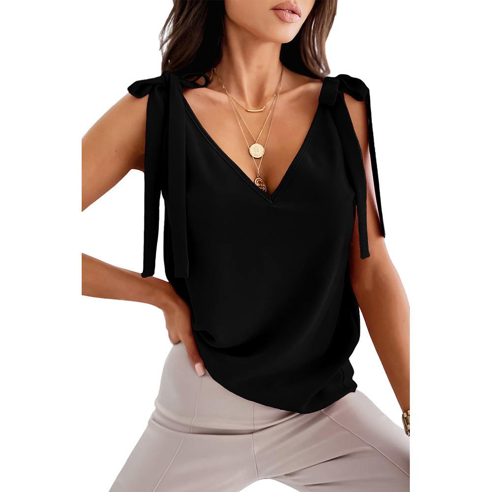 Top Camisola con Lazo Cuello en V para Mujer