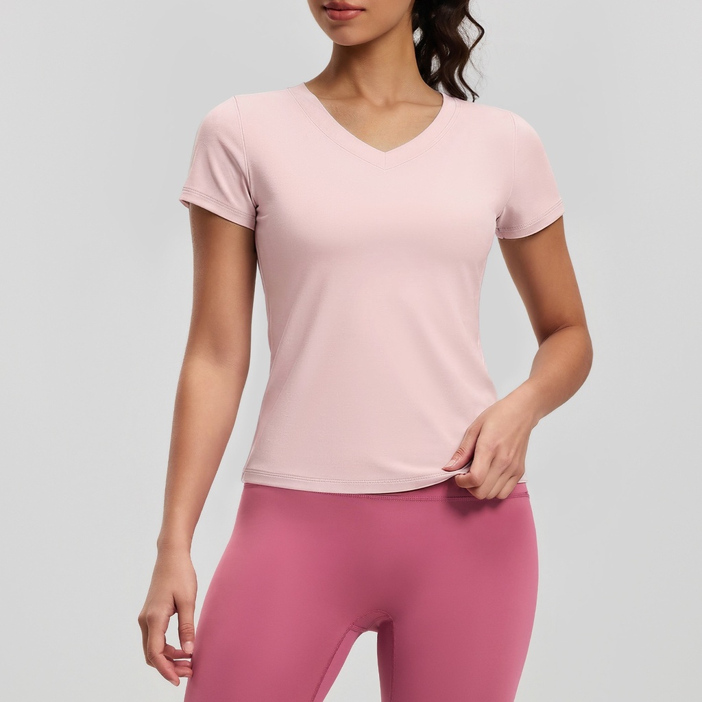 Camiseta Deportiva Transpirable Cuello en V para Mujer